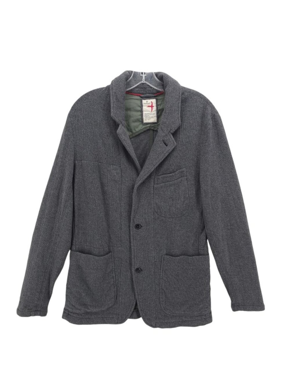 RELWEN Melton Trap Blazer Jacket Gray Knit 100% Cotton Men's SMALL